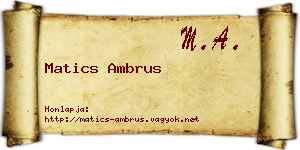 Matics Ambrus névjegykártya